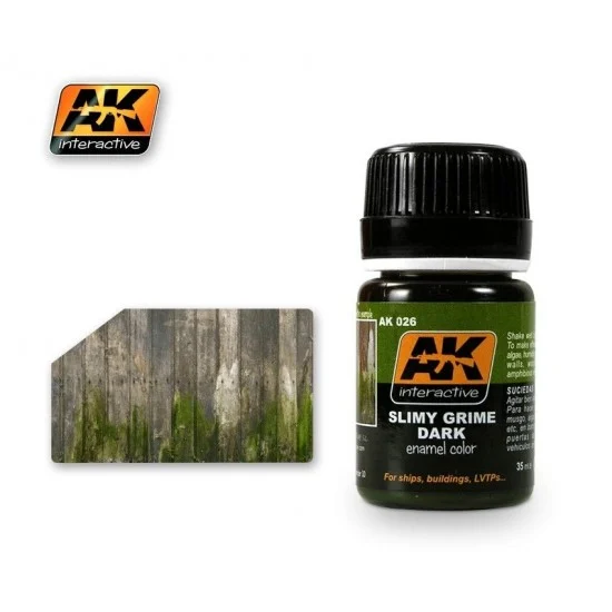 AK Interactive AK-026 Enamel Paint - Slimy Grime Dark for Ships, Walls, Doors, Buildings, LVTPs..35ml