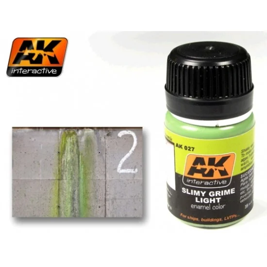 AK Interactive AK-027 Enamel Paint - Slimy Grime Light for Ships, Walls, Doors, Buildings,LVTPs..35ml