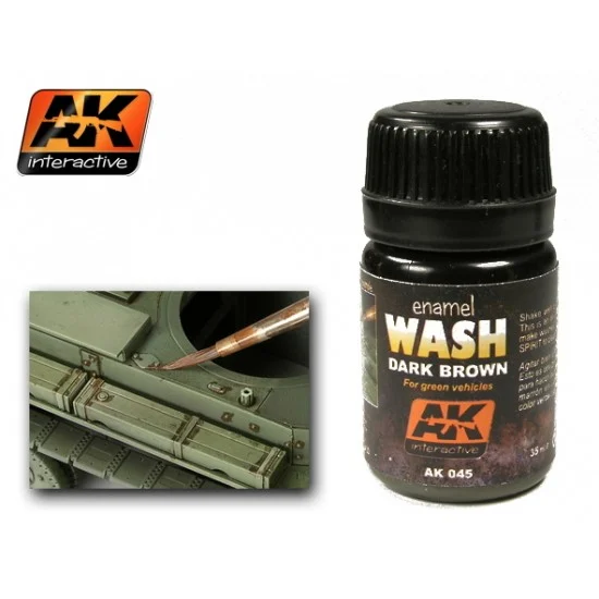 AK Interactive AK-045 Enamel Wash - Dark Brown for Green Vehicles 35ml