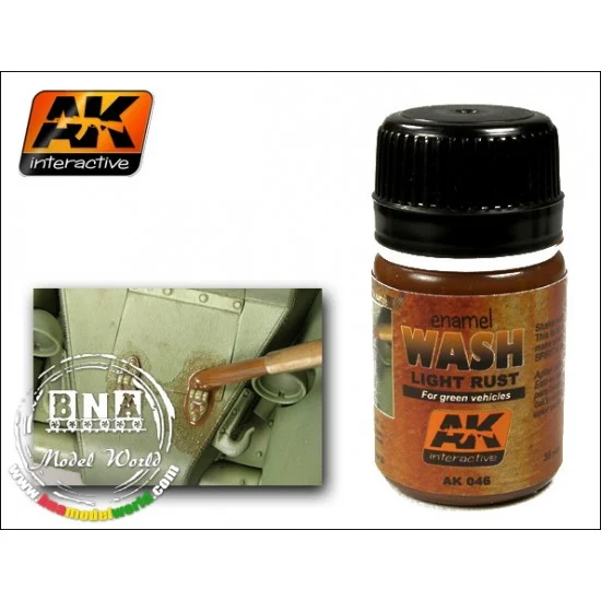 AK Interactive AK-046 Enamel Wash - Light Rust for Green Vehicles 35ml