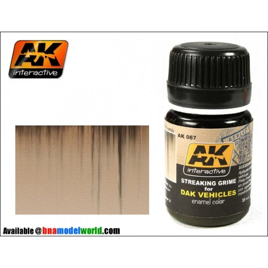 AK Interactive AK-067 Enamel Paint - Streaking Grime for Africa Korps DAK Vehicles 35ml