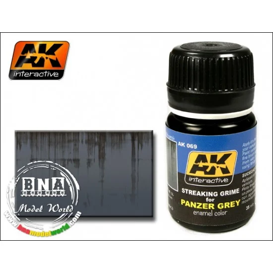 AK Interactive AK-069 Enamel Paint - Streaking Grime Effect for Panzer Grey 35ml