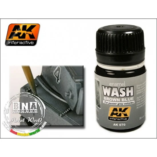 AK Interactive AK-070 Enamel Wash - Brown Blue for Panzer Grey Vehicles 35ml