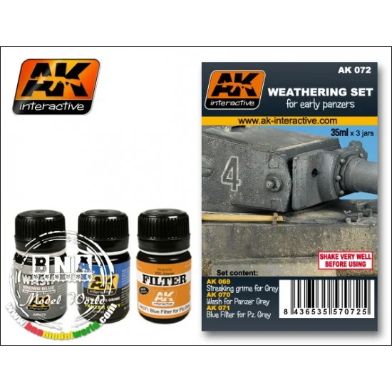 AK Interactive AK-072 Early Panzers Weathering Set (3 x 35ml Enamel Colours)