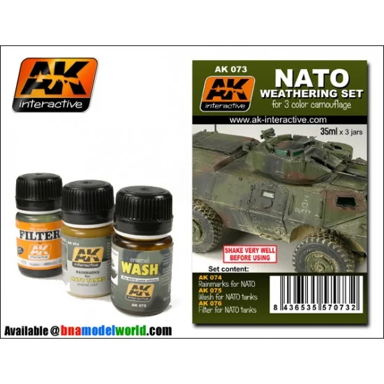 AK Interactive AK-073 Weathering Set for NATO Tanks (35ml x 3)
