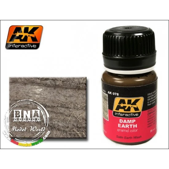 AK Interactive AK-078 Enamel Paint - Damp Earth (Satin Earth Wash) 35ml