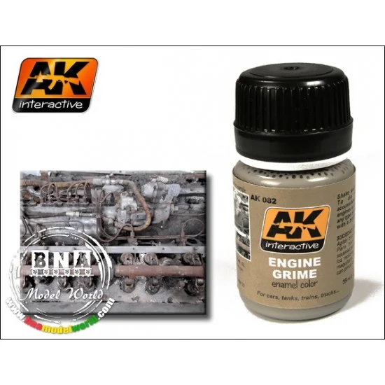 AK Interactive AK-082 Enamel Paint - Engine Grime for Tanks, Cars, Trucks, Trains ... 35ml