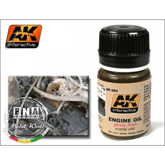 AK Interactive AK-084 Enamel Paint - Engine Oil (Glossy Finish) for Tanks,Cars,Trucks,Trains.. 35ml