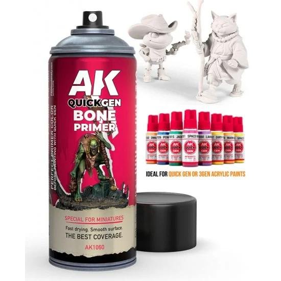 AK Interactive 1060 Bone Primer Spray (400ml) for Quick Gen / 3Gen Acrylic Paints - Hobby & Model Paints