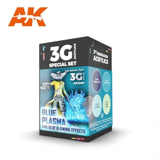 AK Interactive AK-1067 Acrylic Paint 3G Set for Wargame - Blue Plasma And Glowing Effects (4x 17ml)