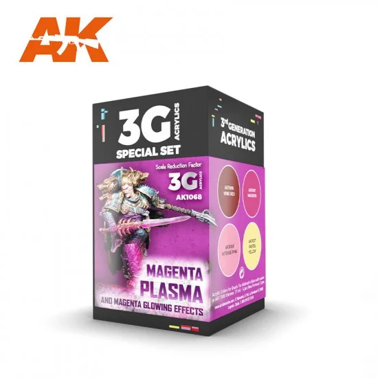 AK Interactive AK-1068 Acrylic Paint 3G Set for Wargame - Magenta Plasma And Glowing Effects (4x 17ml)