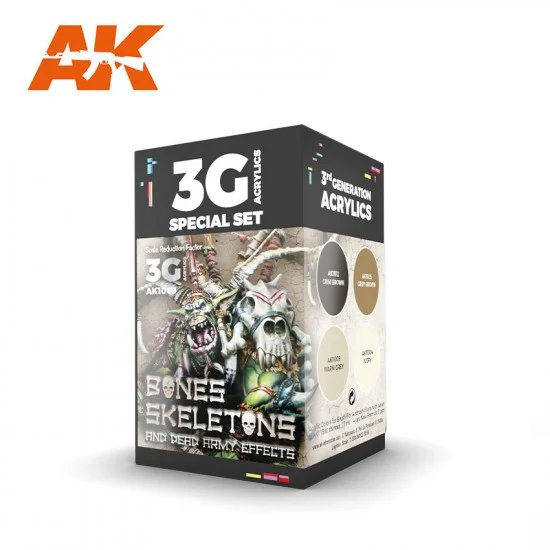 AK Interactive AK-1069 Acrylic Paint 3G Set for Wargame - Bones And Skeletons (4x 17ml)