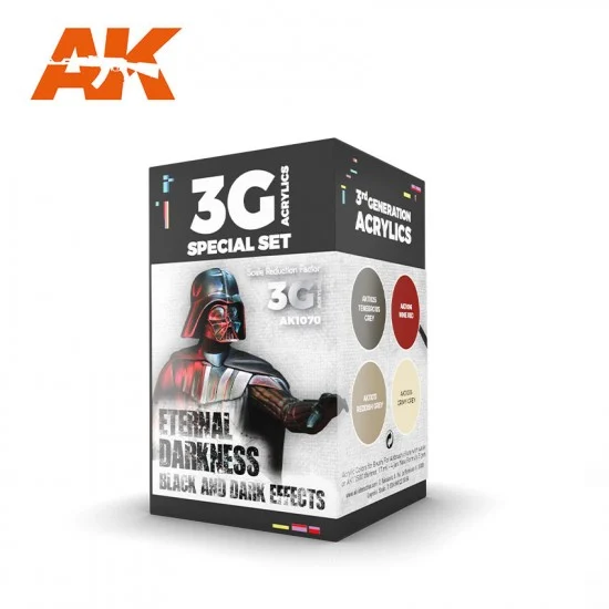 AK Interactive AK-1070 Acrylic Paint 3G Set for Wargame - Eternal Darkness (4x 17ml)