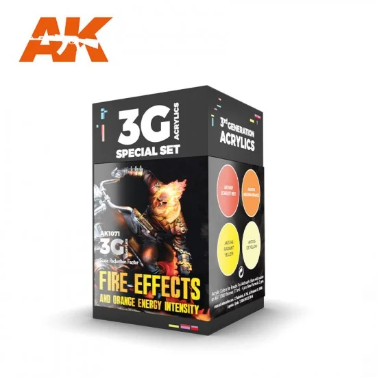 AK Interactive AK-1071 Acrylic Paint 3G Set for Wargame - Fire Effects (4x 17ml)