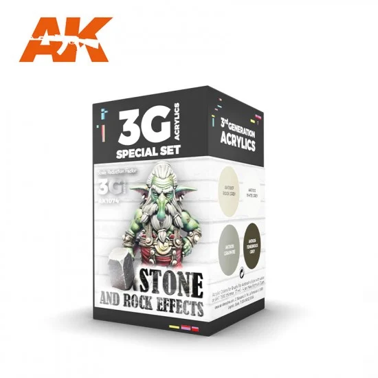 AK Interactive AK-1074 Acrylic Paint 3G Set for Wargame - Stone And Rock Effects (4x 17ml)