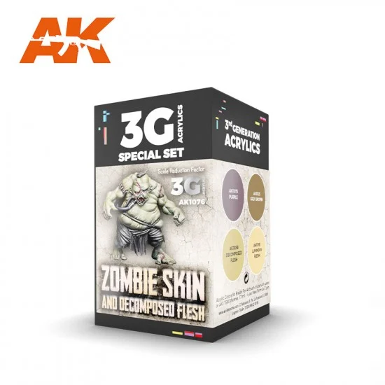 AK Interactive AK-1076 Acrylic Paint 3G Set for Wargame - Zombie Skin (4x 17ml)