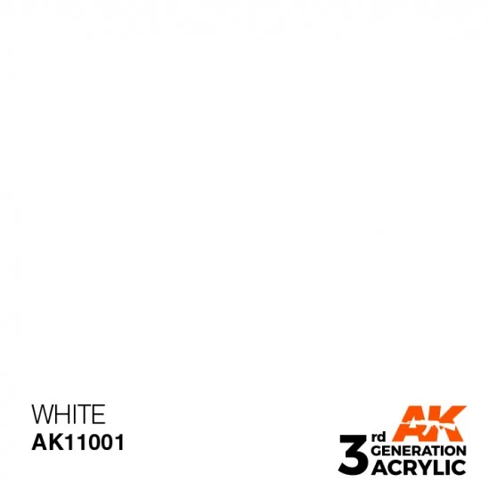 AK Interactive AK-11001 Acrylic Paint (3rd Generation) - White (Intense Colours, 17ml)