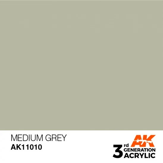 AK Interactive AK-11010 Acrylic Paint (3rd Generation) - Medium Grey (17ml)