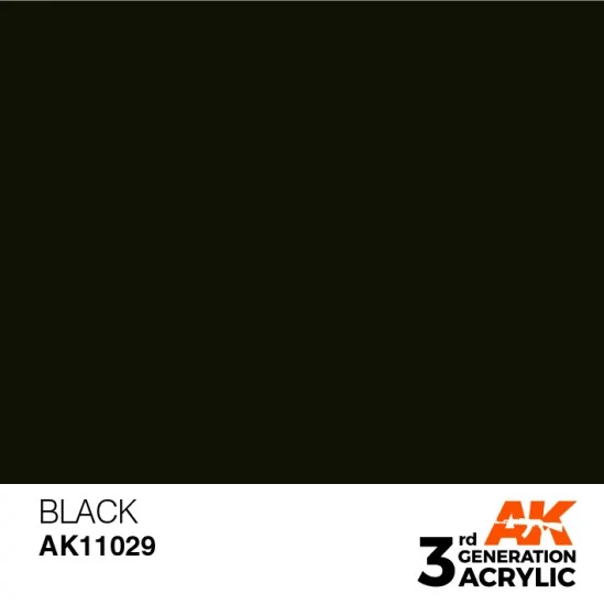 AK Interactive AK-11029 Acrylic Paint (3rd Generation) - Black (Intense Colours, 17ml)