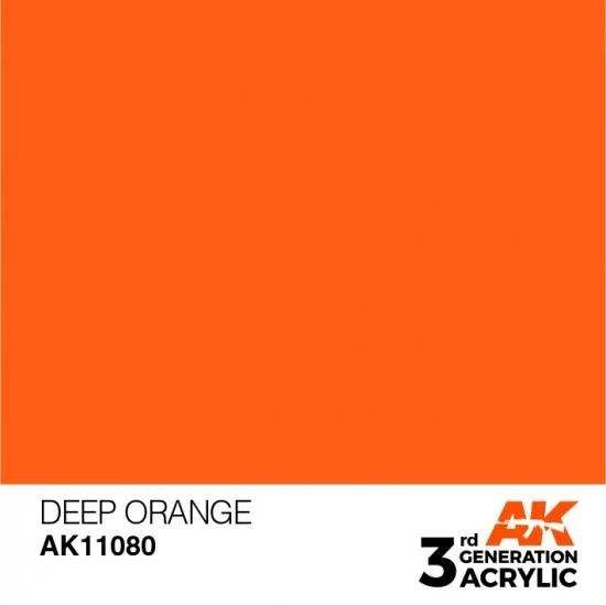 AK Interactive AK-11080 Acrylic Paint (3rd Generation) - Deep Orange (Intense Colours, 17ml)
