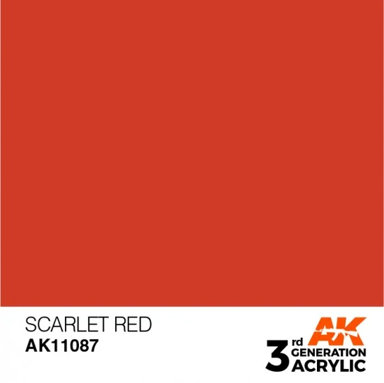 AK Interactive AK-11087 Acrylic Paint (3rd Generation) - Scarlet Red (17ml)