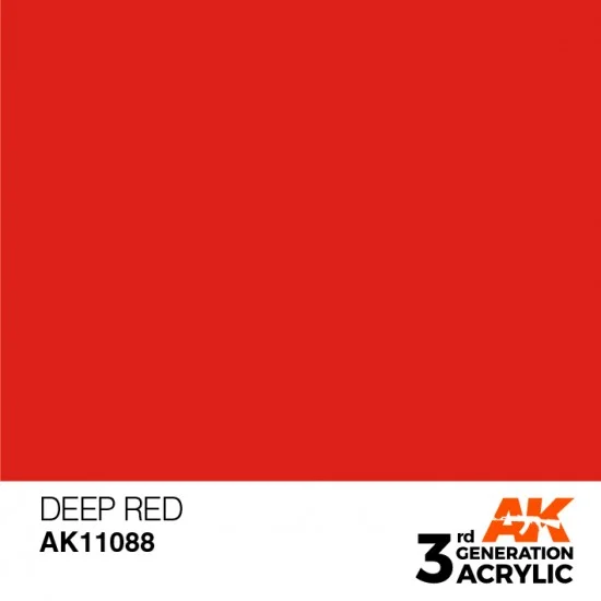 AK Interactive AK-11088 Acrylic Paint (3rd Generation) - Deep Red (Intense Colours, 17ml)