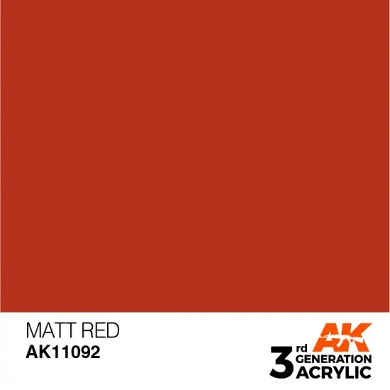 AK Interactive AK-11092 Acrylic Paint (3rd Generation) - Matt Red (17ml)