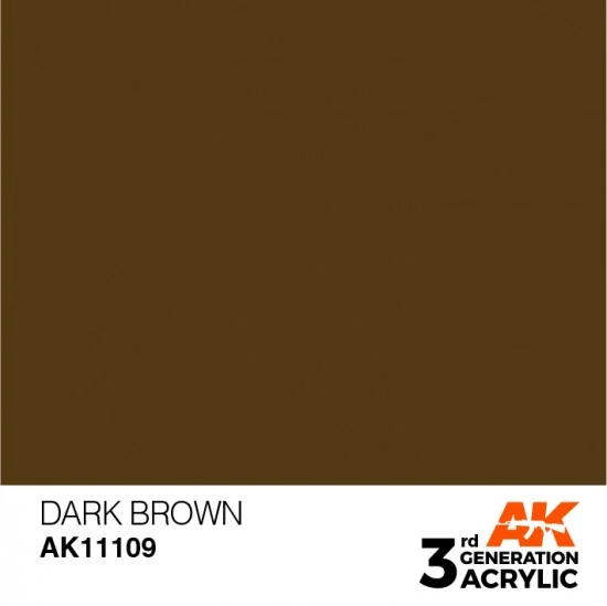 AK Interactive AK-11109 Acrylic Paint (3rd Generation) - Dark Brown (17ml)