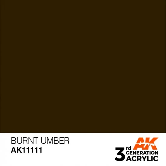 AK Interactive AK-11111 Acrylic Paint (3rd Generation) - Burnt Umber (17ml)