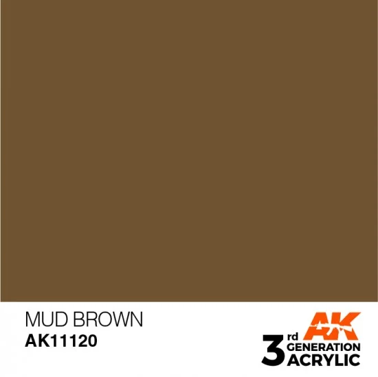 AK Interactive AK-11120 Acrylic Paint (3rd Generation) - Mud Brown (17ml)