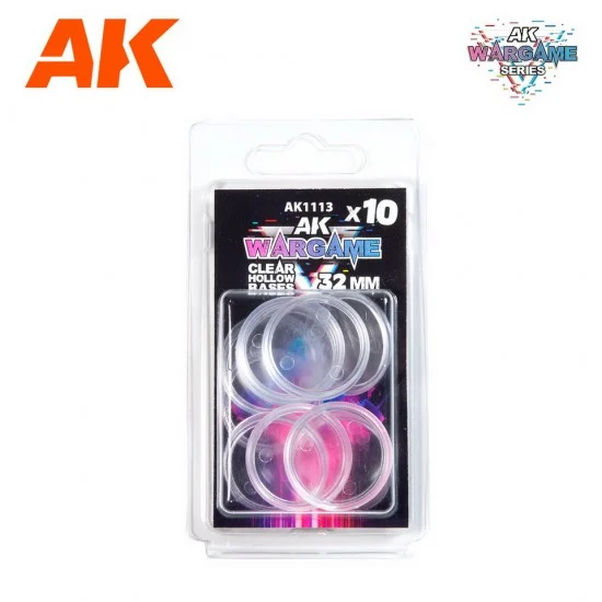 AK Interactive AK-1113 32mm Clear Hollow Base for Wargame Miniatures (10pcs)