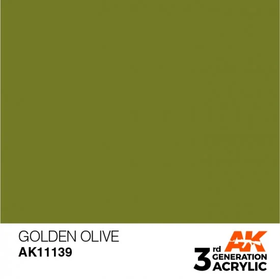 AK Interactive AK-11139 Acrylic Paint (3rd Generation) - Golden Olive (17ml)