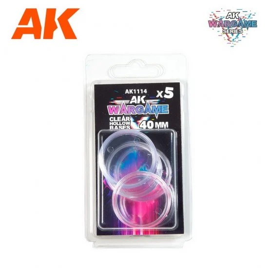 AK Interactive AK-1114 40mm Clear Hollow Base for Wargame Miniatures (5pcs)