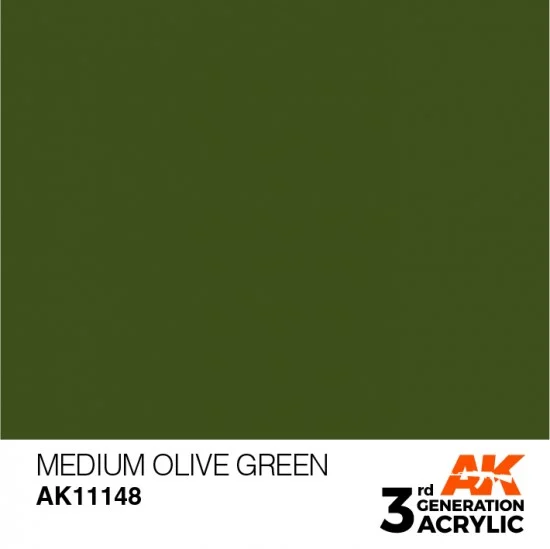 AK Interactive AK-11148 Acrylic Paint (3rd Generation) - Medium Olive Green (17ml)