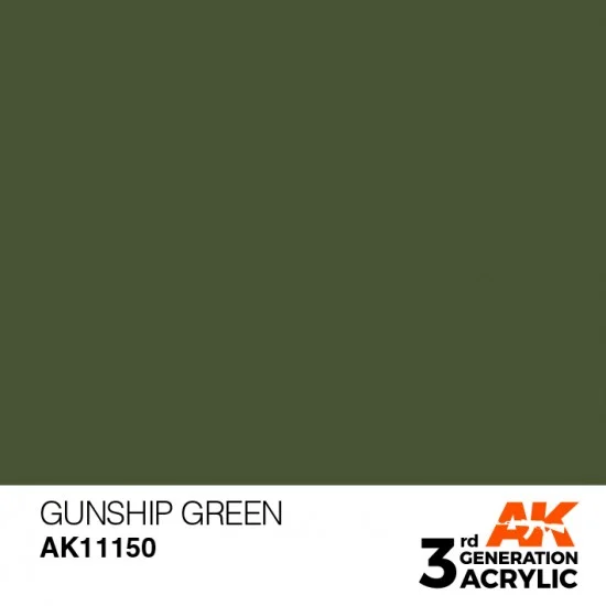 AK Interactive AK-11150 Acrylic Paint (3rd Generation) - Gunship Green (17ml)
