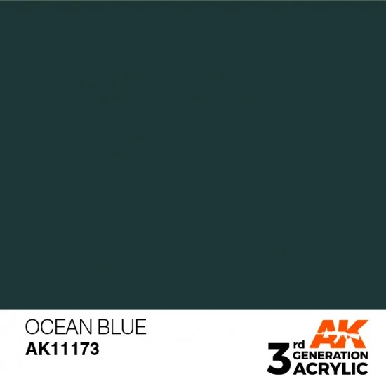 AK Interactive AK-11173 Acrylic Paint (3rd Generation) - Ocean Blue (17ml)