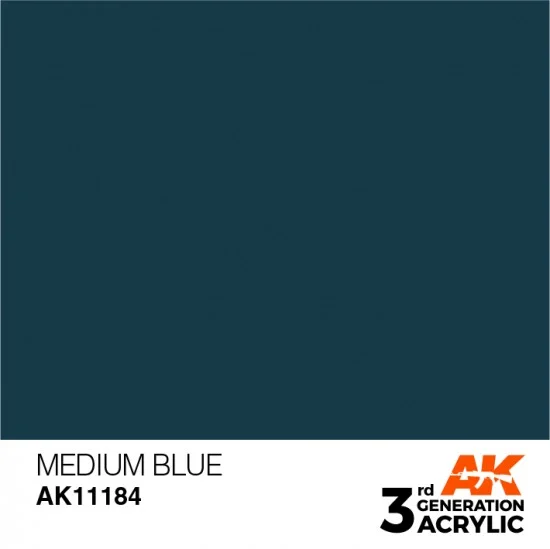 AK Interactive AK-11184 Acrylic Paint (3rd Generation) - Medium Blue (17ml)