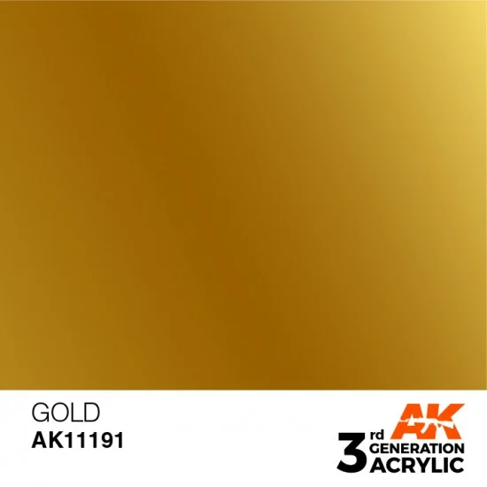 AK Interactive AK-11191 Acrylic Paint (3rd Generation) - Gold (Metallic Colours, 17ml)