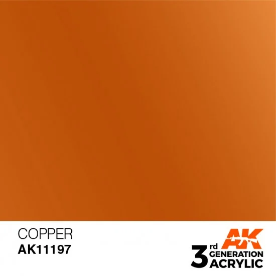 AK Interactive AK-11197 Acrylic Paint (3rd Generation) - Copper (Metallic Colours, 17ml)