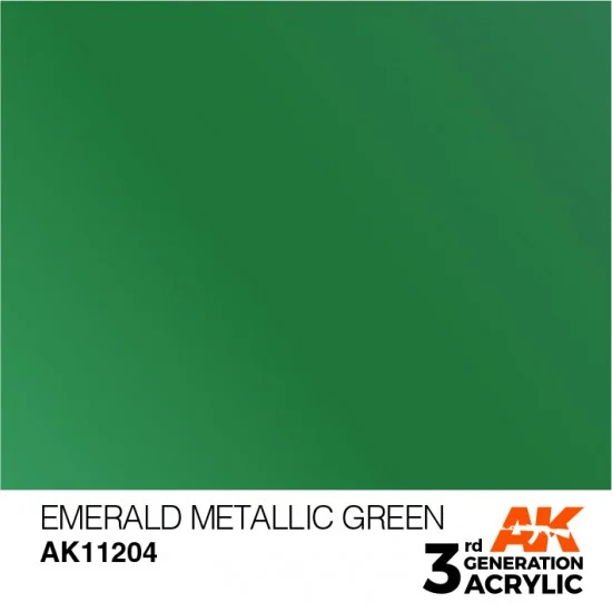 AK Interactive AK-11204 Acrylic Paint (3rd Generation) - Emerald Metallic Green (Metallic Colours, 17ml)