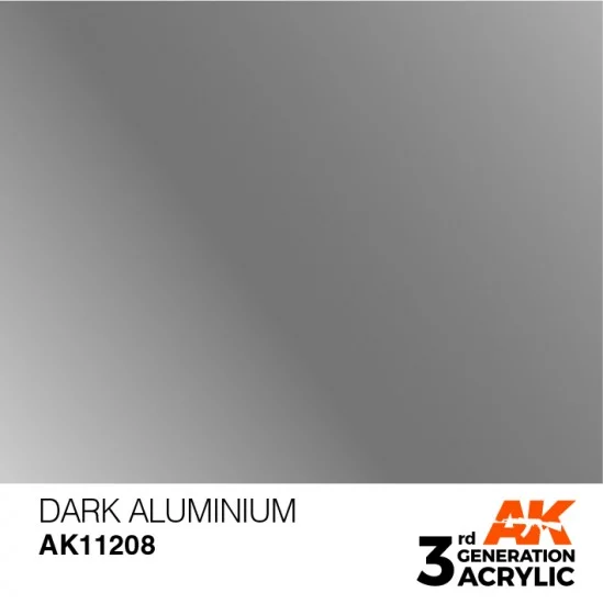AK Interactive AK-11208 Acrylic Paint (3rd Generation) - Dark Aluminium (Metallic Colours, 17ml)