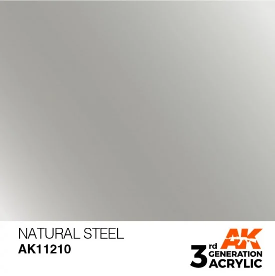 AK Interactive AK-11210 Acrylic Paint (3rd Generation) - Natural Steel (Metallic Colours, 17ml)