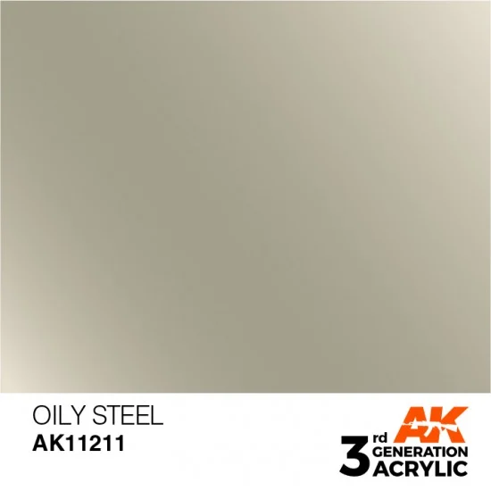 AK Interactive AK-11211 Acrylic Paint (3rd Generation) - Oily Steel (Metallic Colours, 17ml)