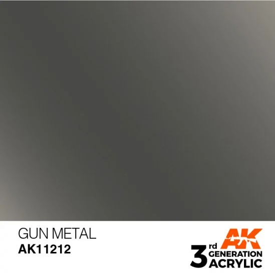 AK Interactive AK-11212 Acrylic Paint (3rd Generation) - Gun Metal (Metallic Colours, 17ml)