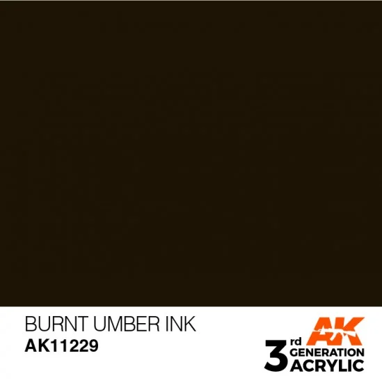 AK Interactive AK-11229 Acrylic Paint (3rd Generation) - Burnt Umber INK (17ml)