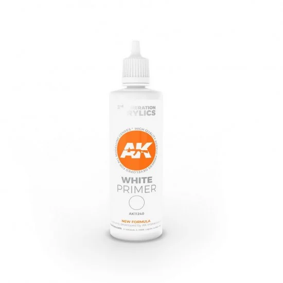 AK Interactive AK-11240 White Primer (100ml, 3rd Generation)