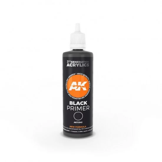 AK Interactive AK-11242 Black Primer (100ml, 3rd Generation)