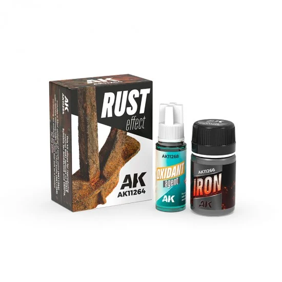 AK Interactive AK-11264 Rust Effect Set: Iron (35ml, acrylic) and Oxidizing Agent (18ml)