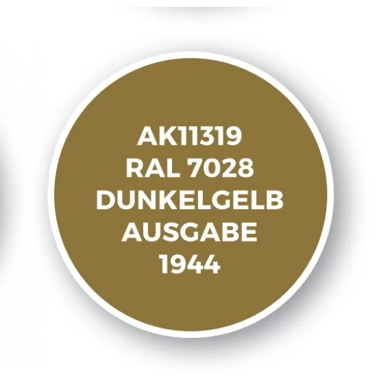 AK Interactive AK-11319 Acrylic Paint (3rd Generation) for AFV - RAL 7028 Dunkelgelb Ausgabe 1944 (17ml)