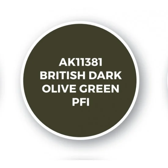 AK Interactive AK-11381 Acrylic Paint (3rd Generation) for AFV - British Dark Olive Green PFI (17ml)